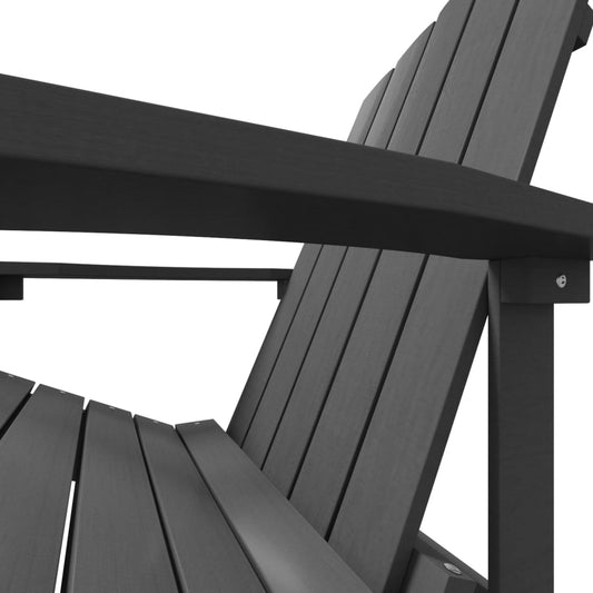Adirondack hagestol med fotskammel HDPE antrasitt vidaXL