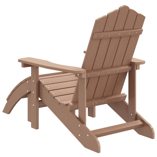 Adirondack hagestol med fotskammel HDPE brun vidaXL