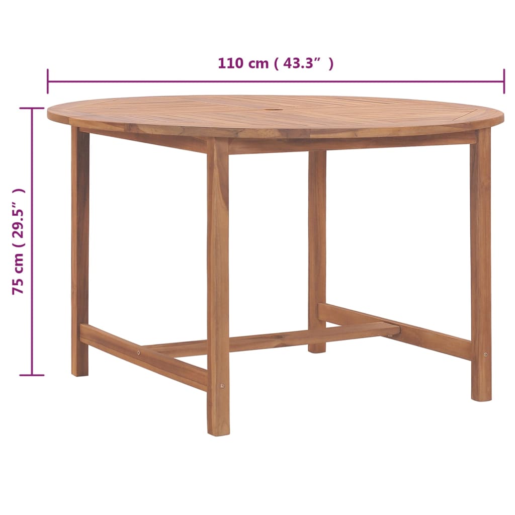 Utendørs spisebord Ø110x75 cm heltre teak