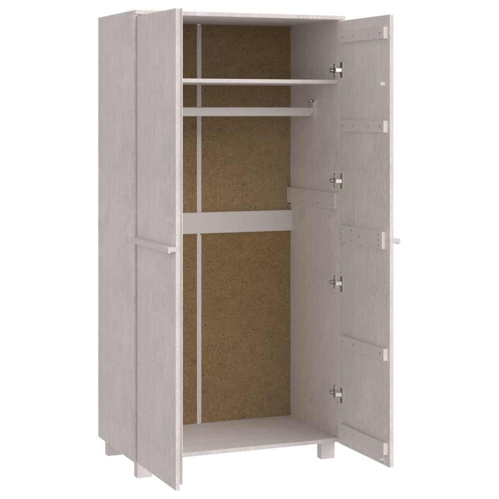 Garderobe HAMAR hvit 89x50x180 cm heltre furu