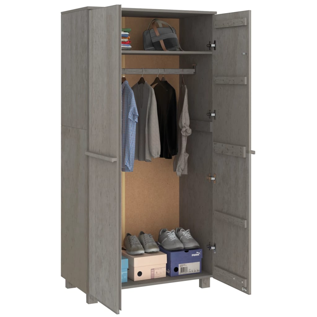 Garderobe HAMAR lysegrå 89x50x180 cm heltre furu