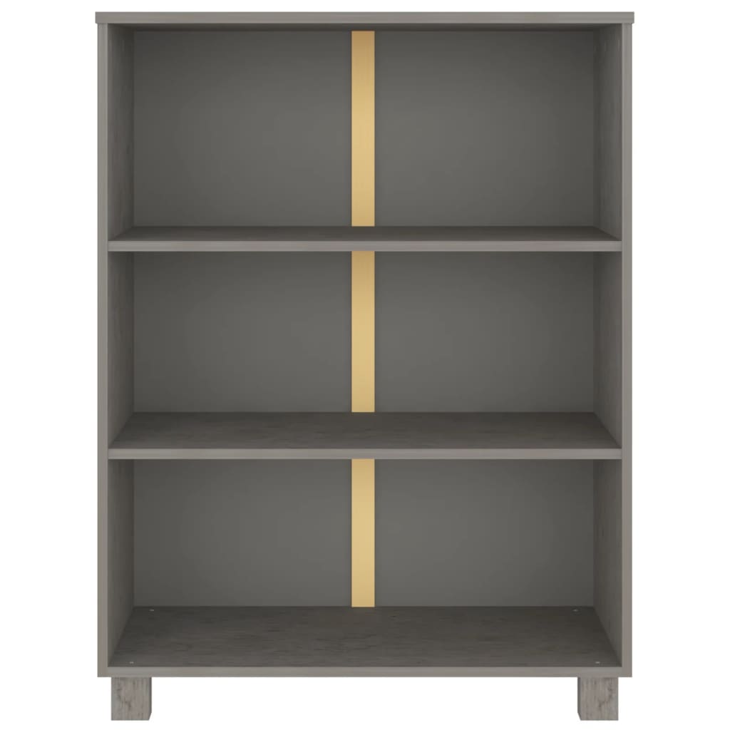 Bokhylle HAMAR lysegrå 85x35x112 cm heltre furu