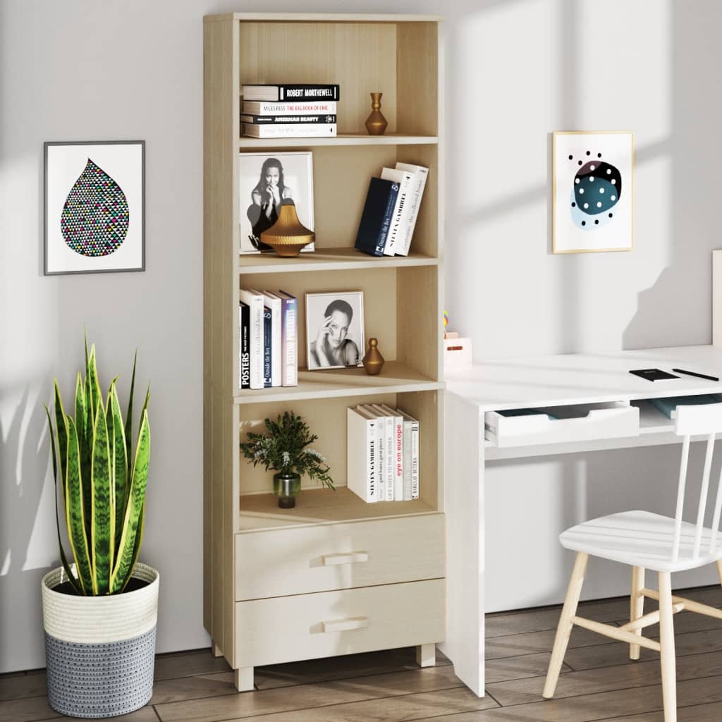 Highboard HAMAR honningbrun 60x35x180 cm heltre furu