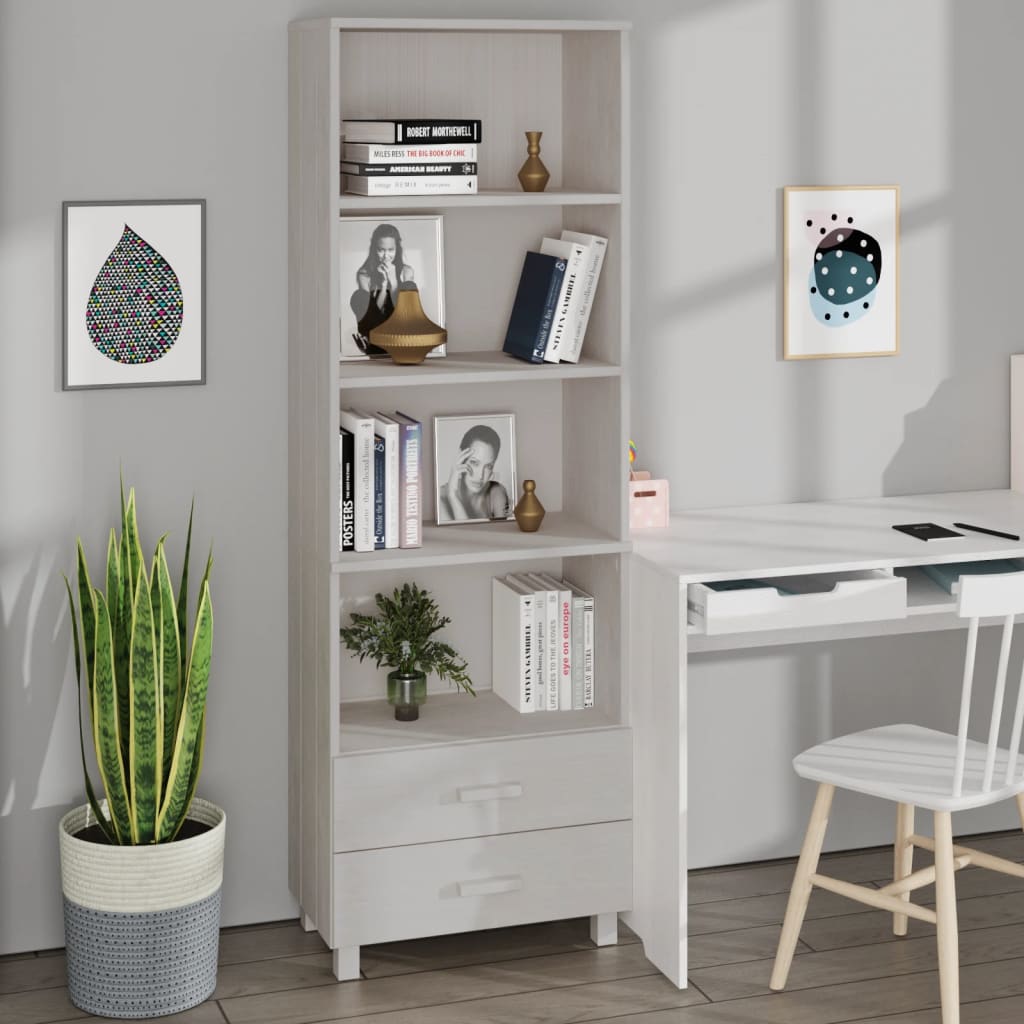 Highboard HAMAR hvit 60x35x180 cm heltre furu
