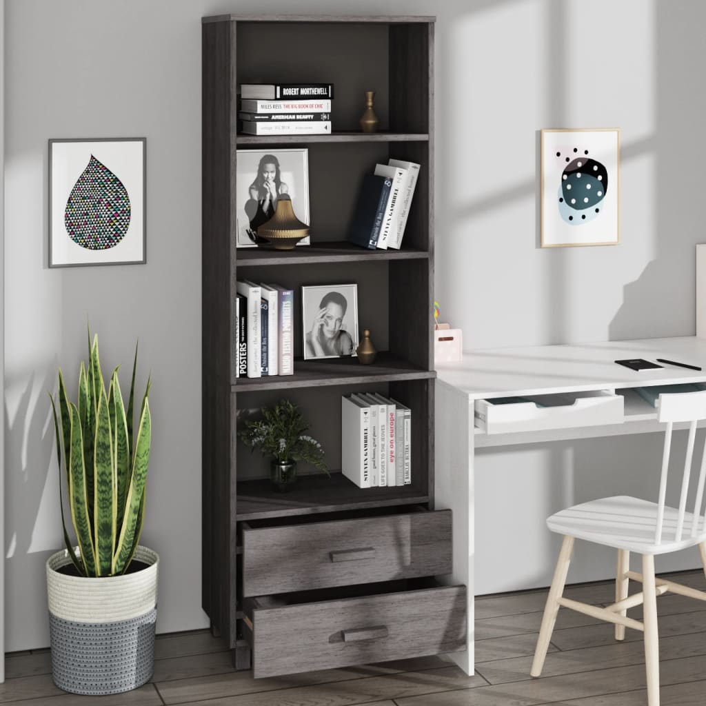 Highboard HAMAR lysegrå 60x35x180 cm heltre furu