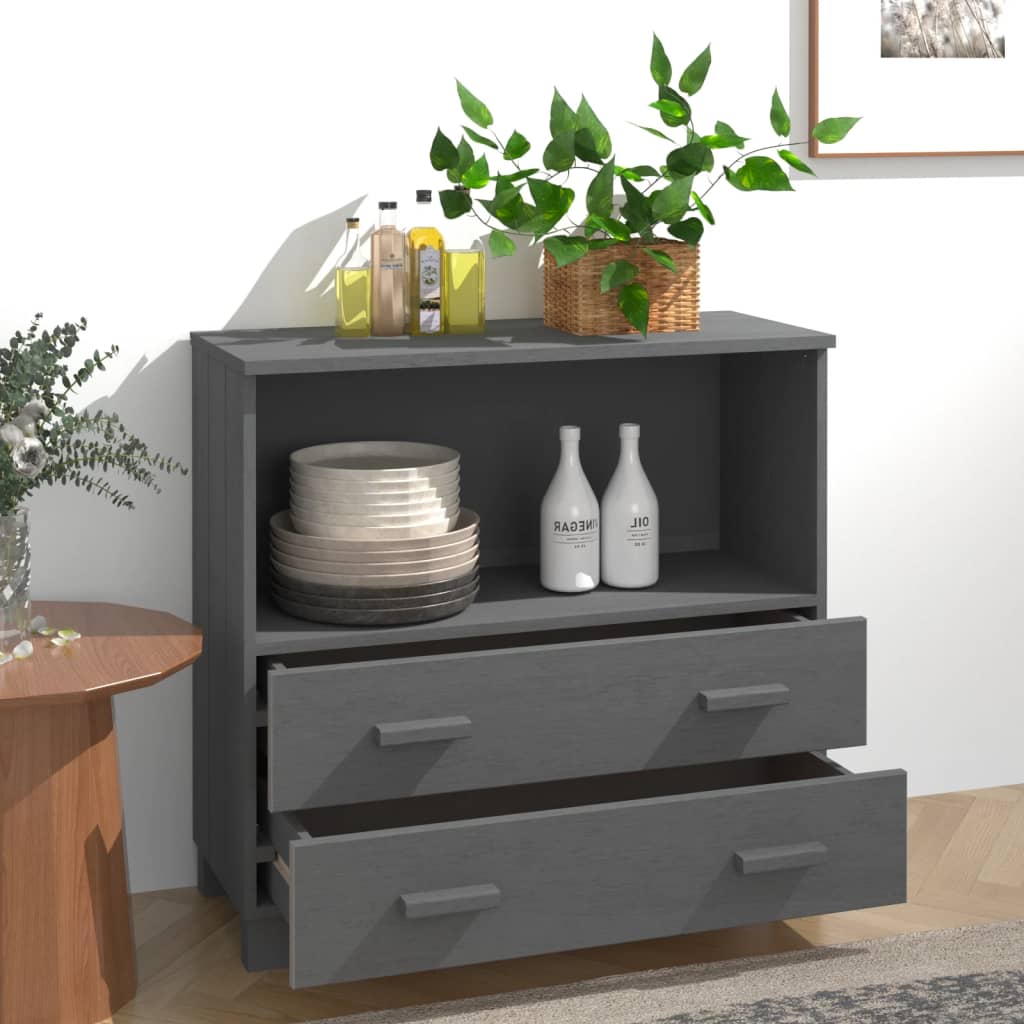 Skjenk HAMAR mørkegrå 85x35x80 cm heltre furu