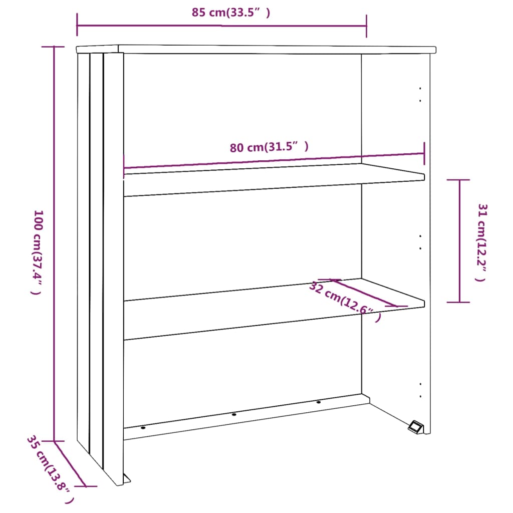 Skjenketopp HAMAR honningbrun 85x35x100 cm heltre furu