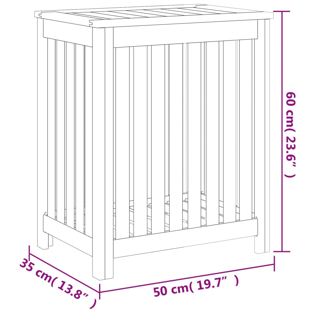 Skittentøyskurv 50x35x60 cm heltre teak