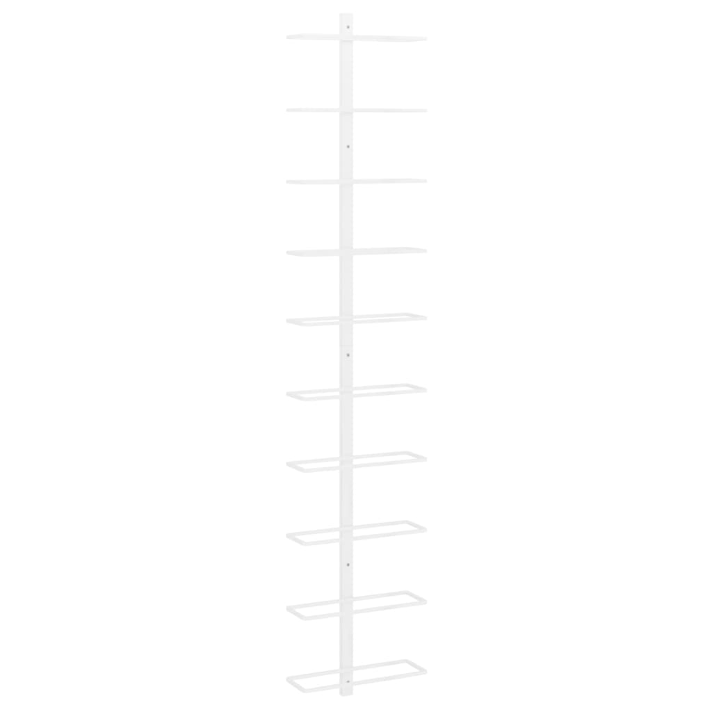 Veggmontert vinstativ for 10 flasker hvit metall