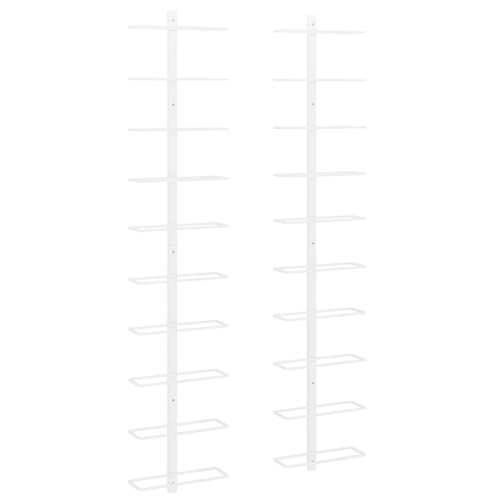 Veggmontert vinstativ for 10 flasker 2 stk hvit metall