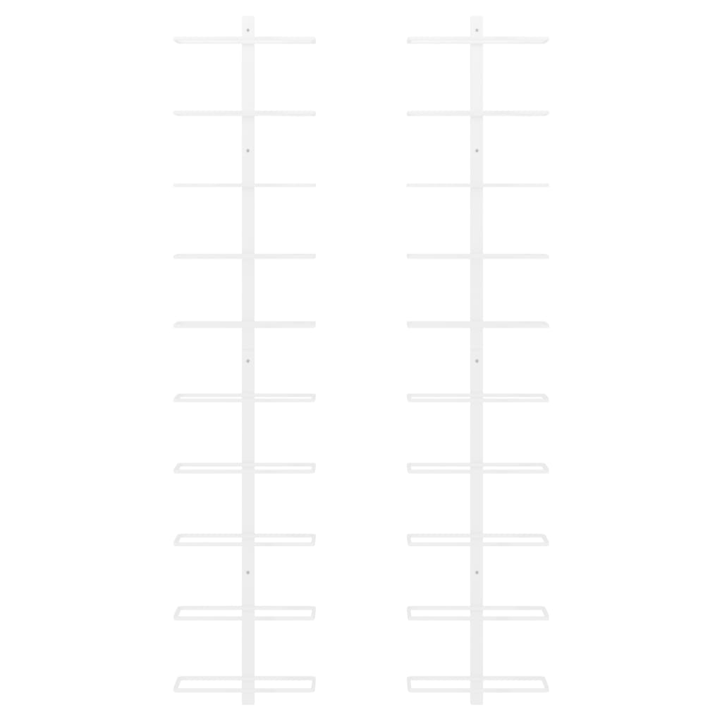 Veggmontert vinstativ for 10 flasker 2 stk hvit metall