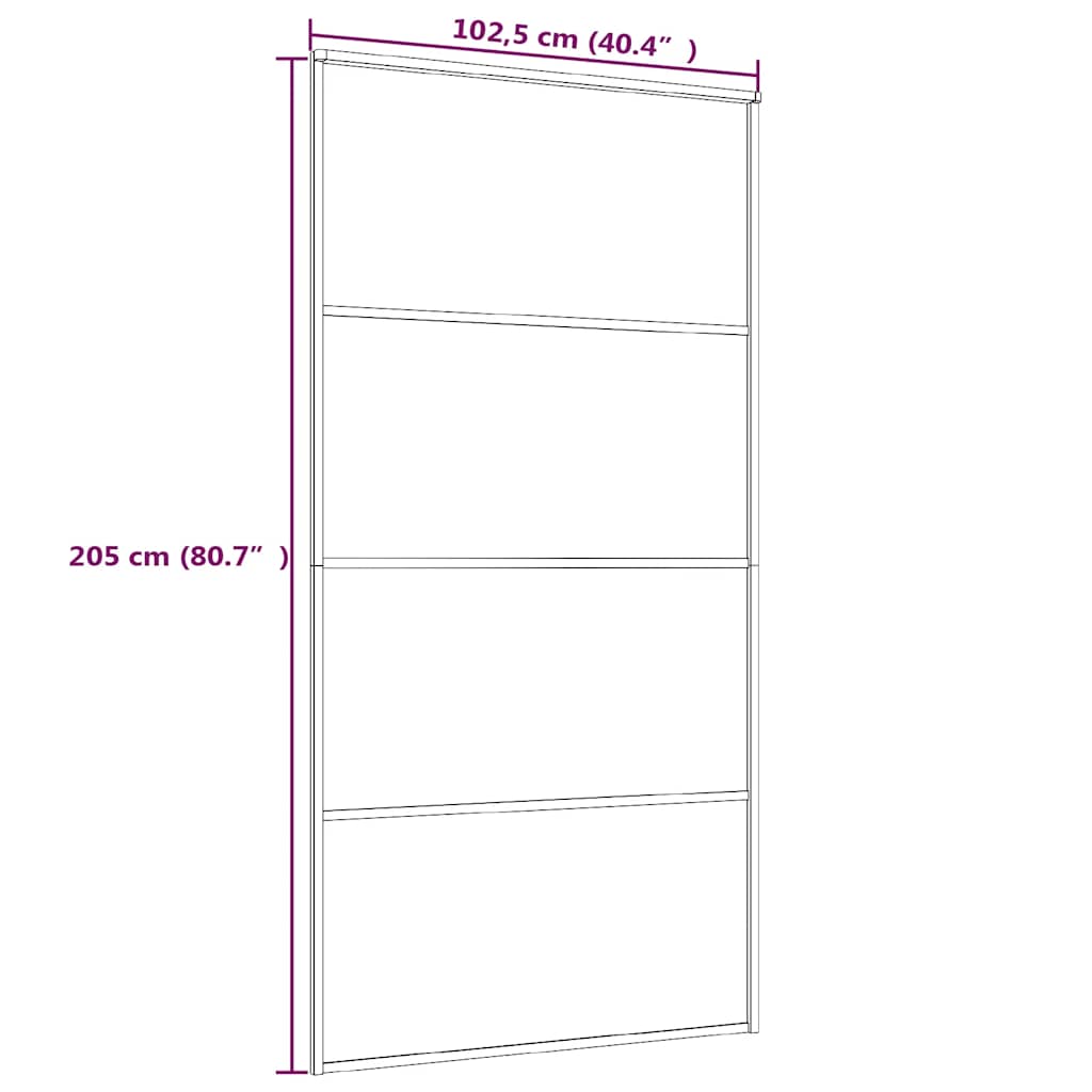 Skyvedør frostet ESG-glass og aluminium 102,5x205 cm svart vidaXL