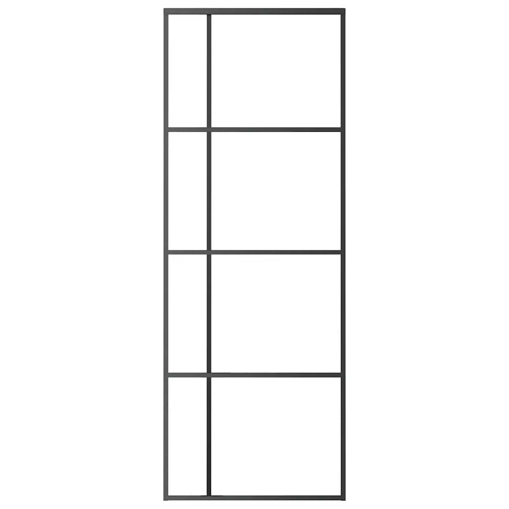 Skyvedør frostet ESG-glass og aluminium 76x205 cm svart