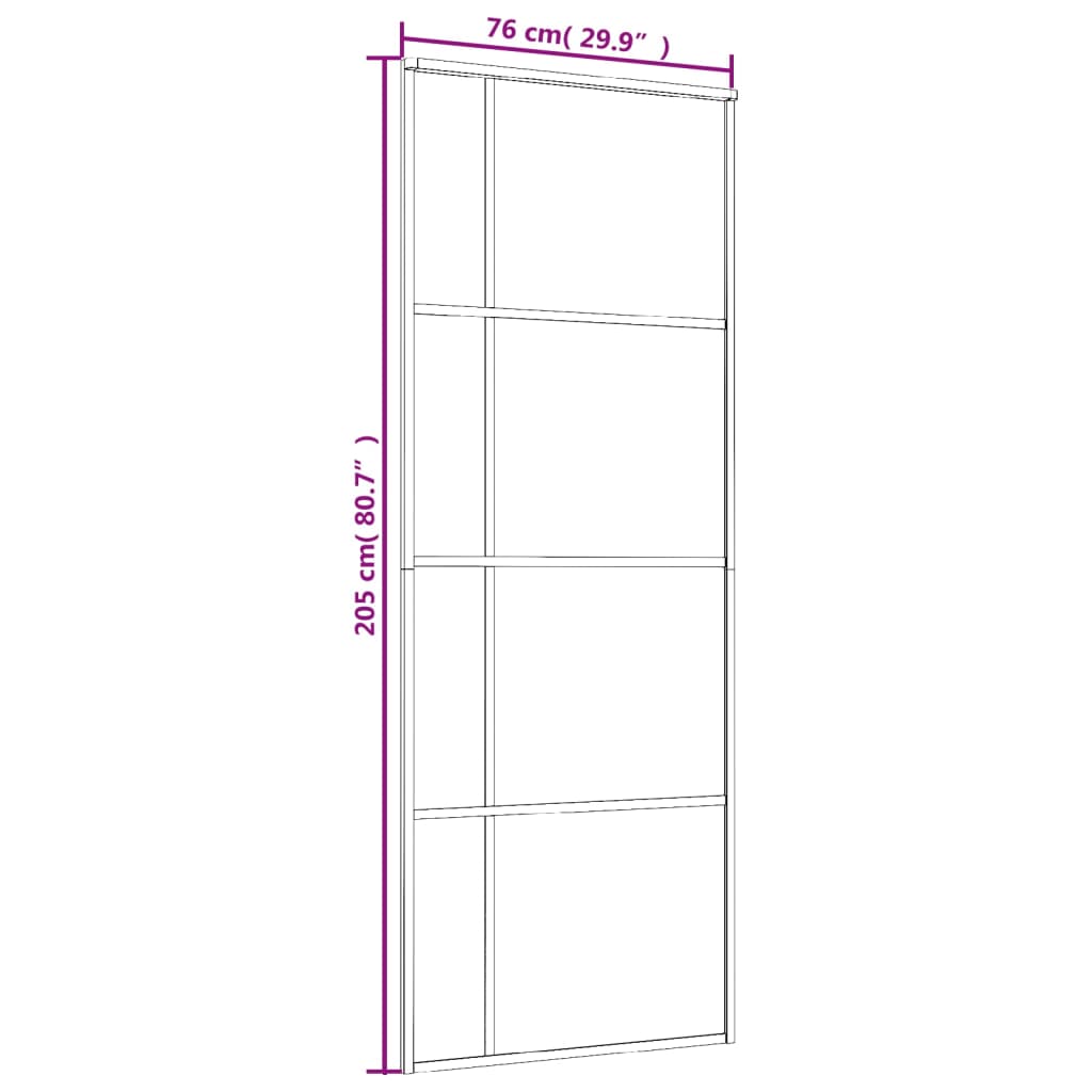 Skyvedør ESG-glass og aluminium 76x205 cm hvit