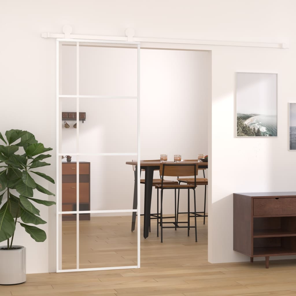 Skyvedør ESG-glass og aluminium 76x205 cm hvit