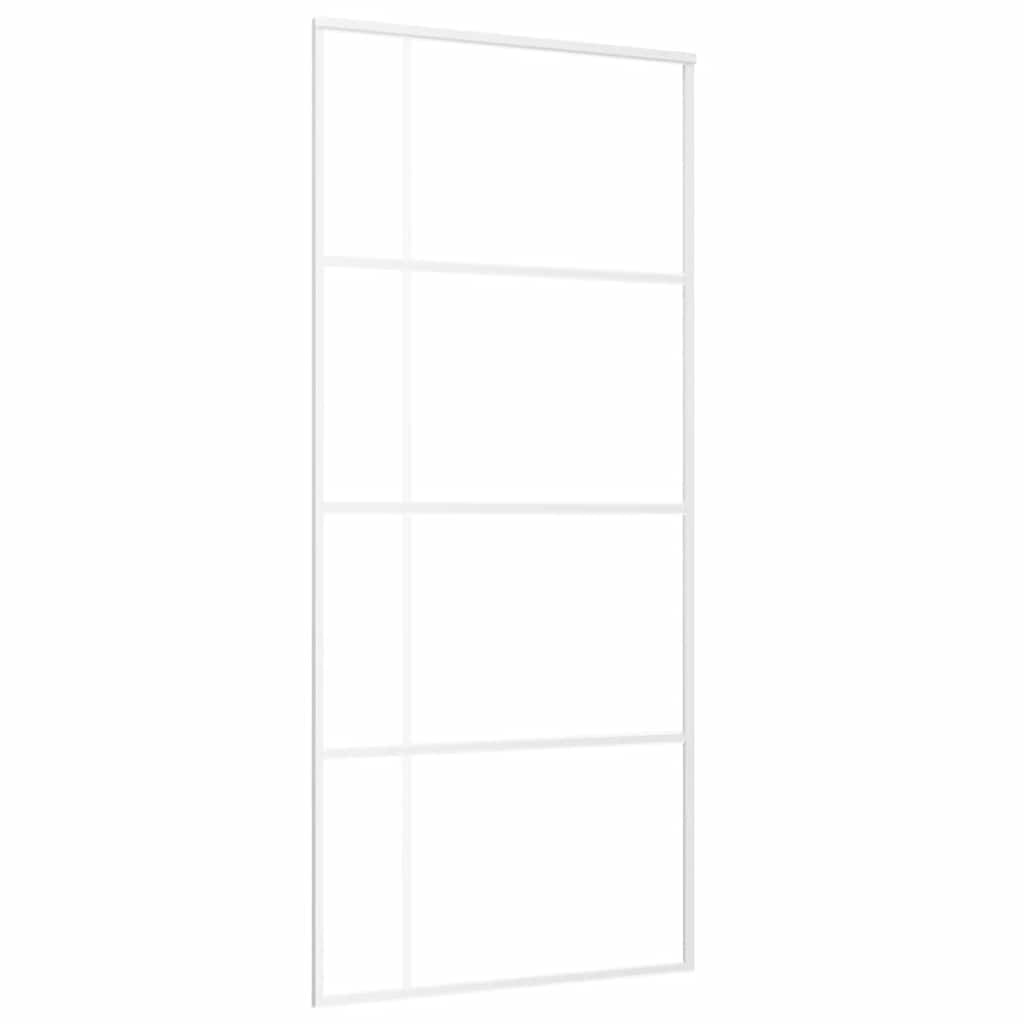 Skyvedør ESG-glass og aluminium 90x205 cm hvit vidaXL