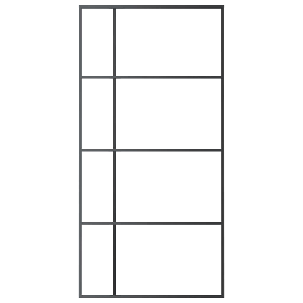 Skyvedør frostet ESG-glass og aluminium 102,5x205 cm svart