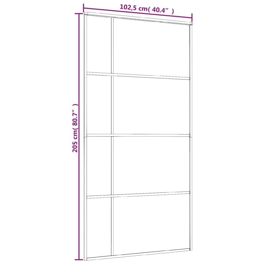 Skyvedør frostet ESG-glass og aluminium 102,5x205 cm svart