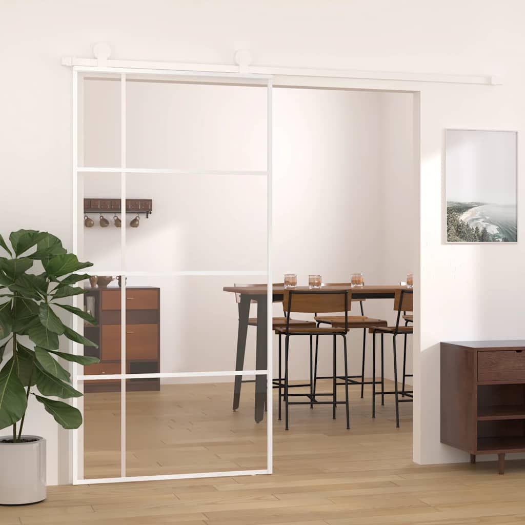 Skyvedør ESG-glass og aluminium 102,5x205 cm hvit vidaXL