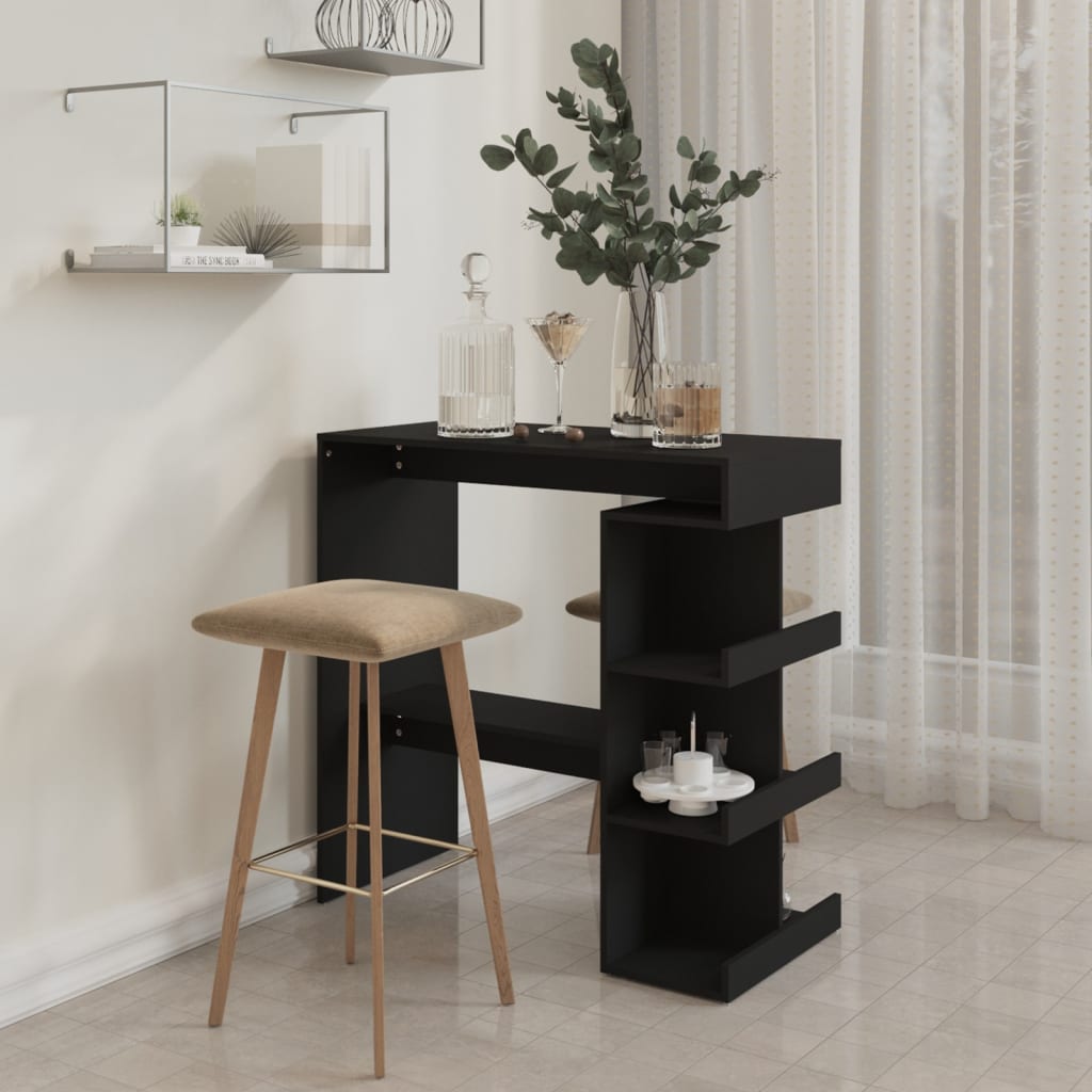 Barbord med oppbevaring svart 100x50x101,5 cm konstruert tre