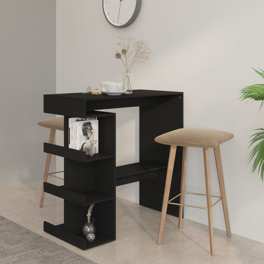 Barbord med oppbevaring svart 100x50x101,5 cm konstruert tre