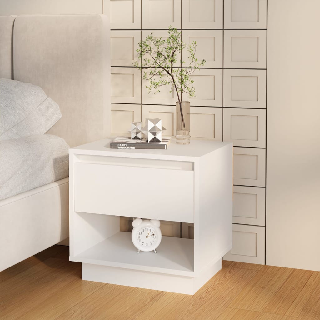 Nattbord 2 stk hvit 45x34x44 cm konstruert tre