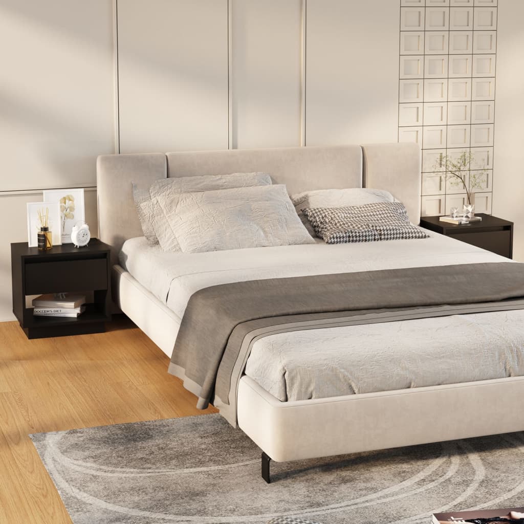 Nattbord 2 stk svart 45x34x44 cm konstruert tre