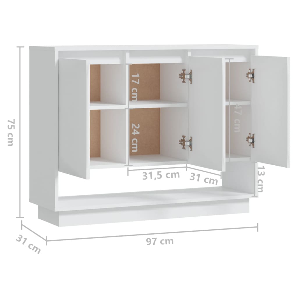 Skjenk hvit 97x31x75 cm konstruert tre