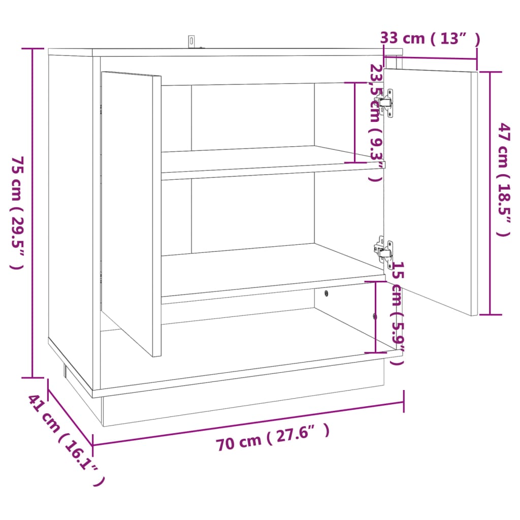 Skjenk sonoma eik 70x41x75 cm konstruert tre