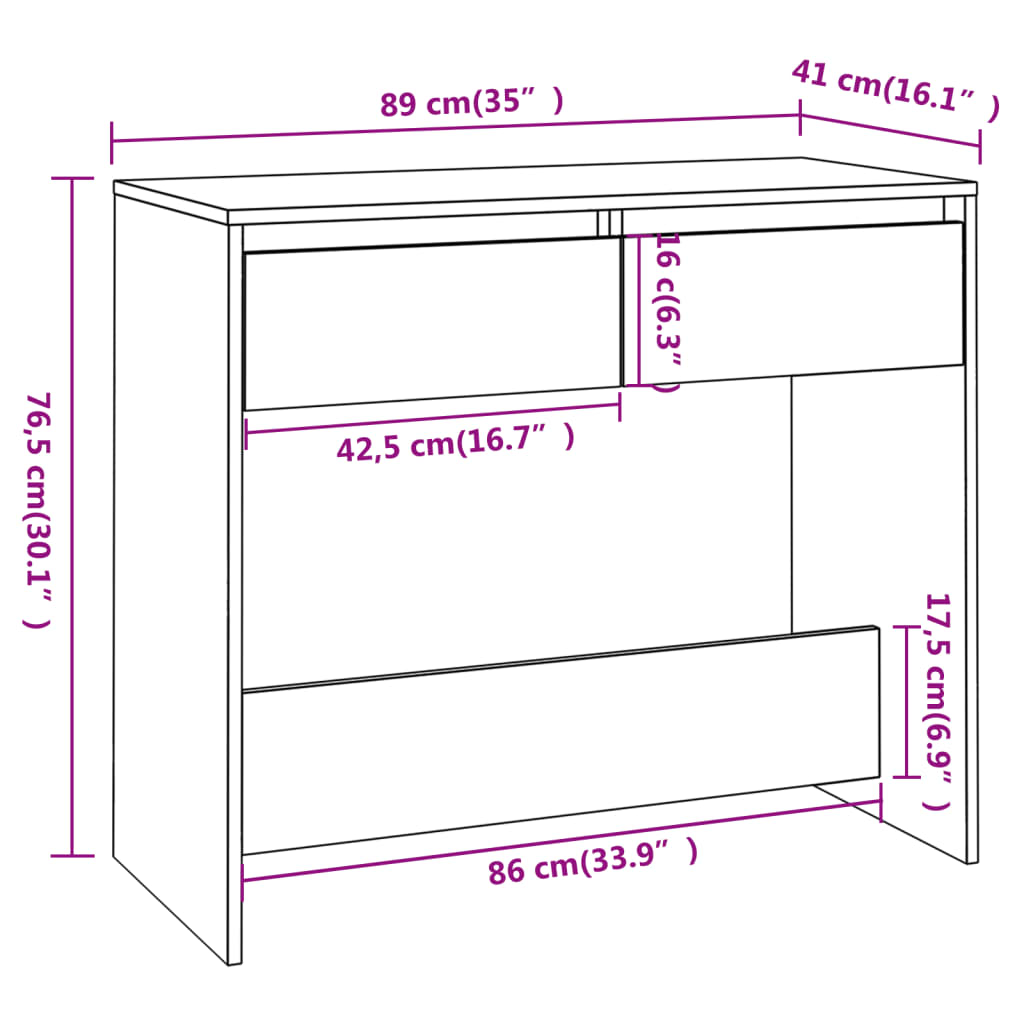 Konsollbord svart 89x41x76,5 cm stål