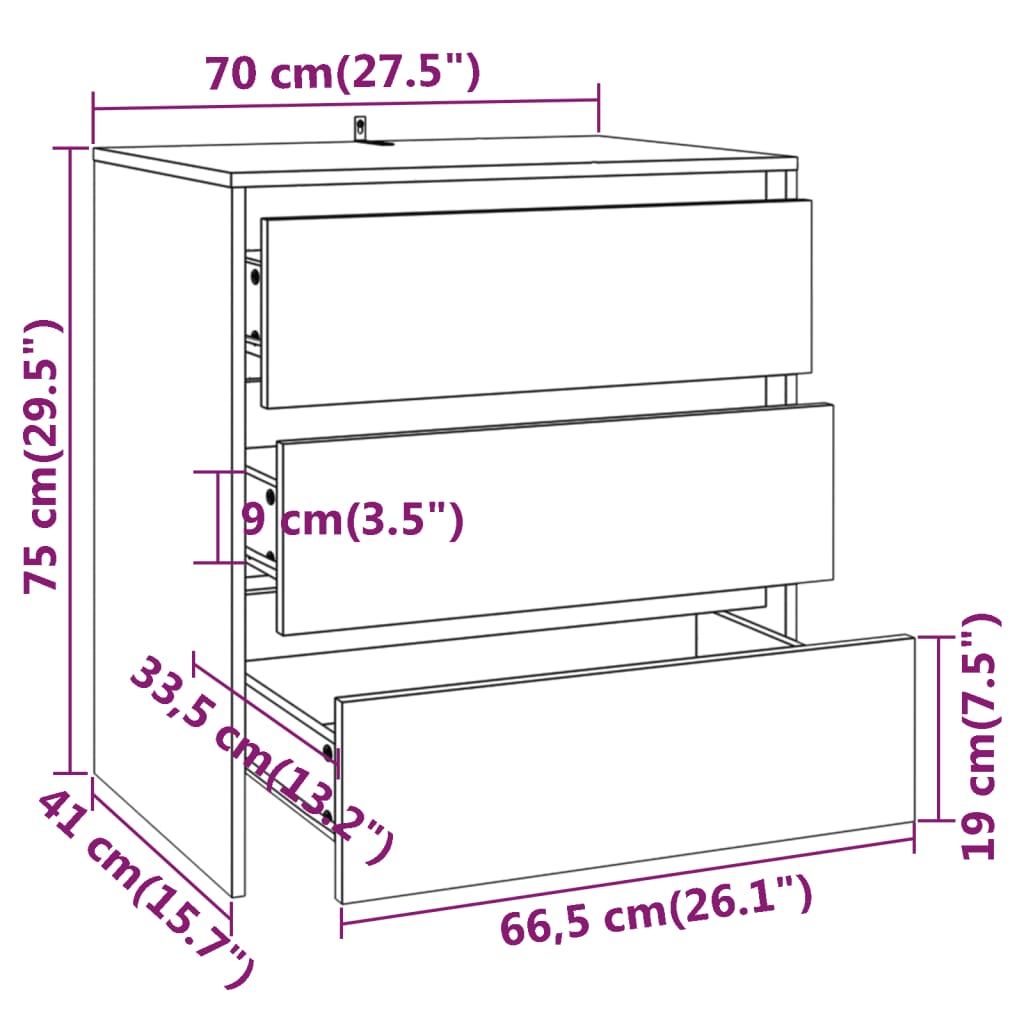 Skjenk sonoma eik 70x41x75 cm konstruert tre