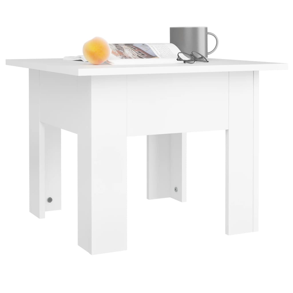 Salongbord høyglans hvit 55x55x42 cm konstruert tre