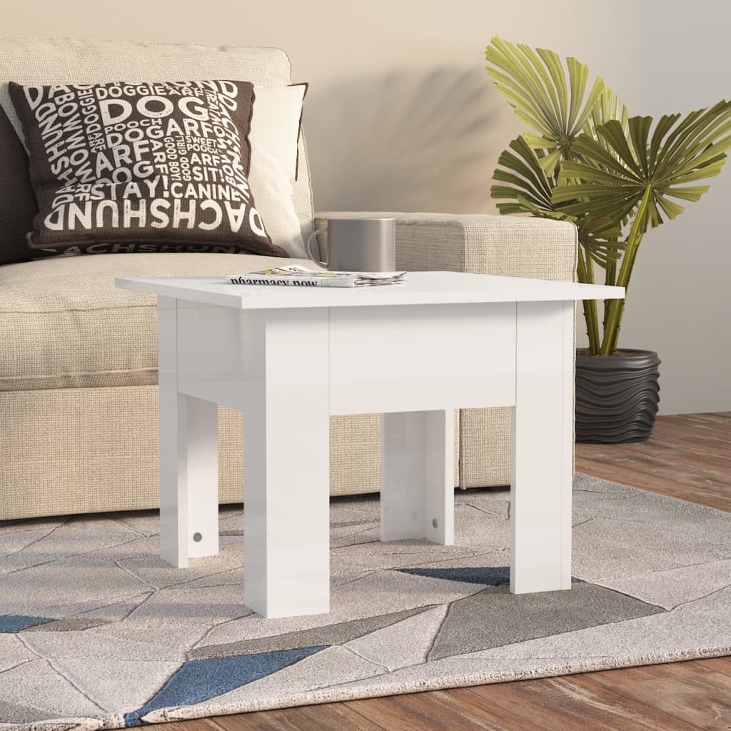 Salongbord høyglans hvit 55x55x42 cm konstruert tre