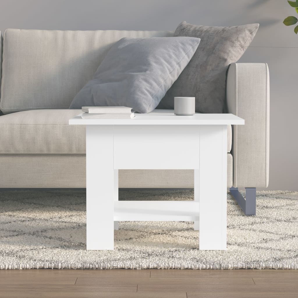 Salongbord høyglans hvit 55x55x42 cm konstruert tre