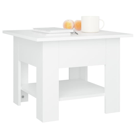 Salongbord høyglans hvit 55x55x42 cm konstruert tre