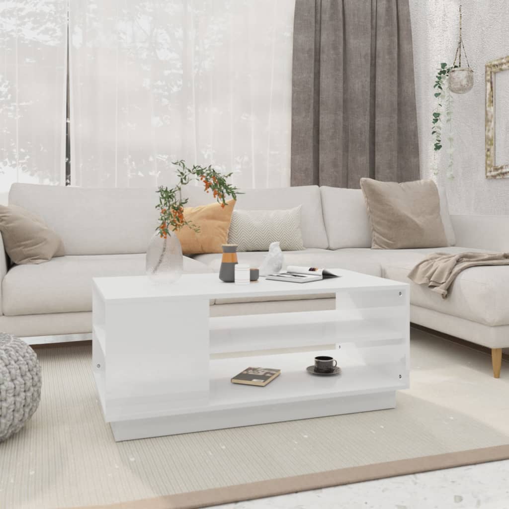 Salongbord hvit 102x55x43 cm konstruert tre