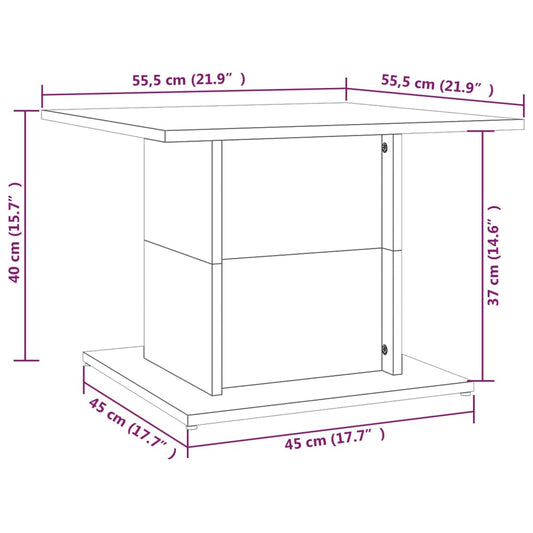 Salongbord hvit 55,5x55,5x40 cm konstruert tre