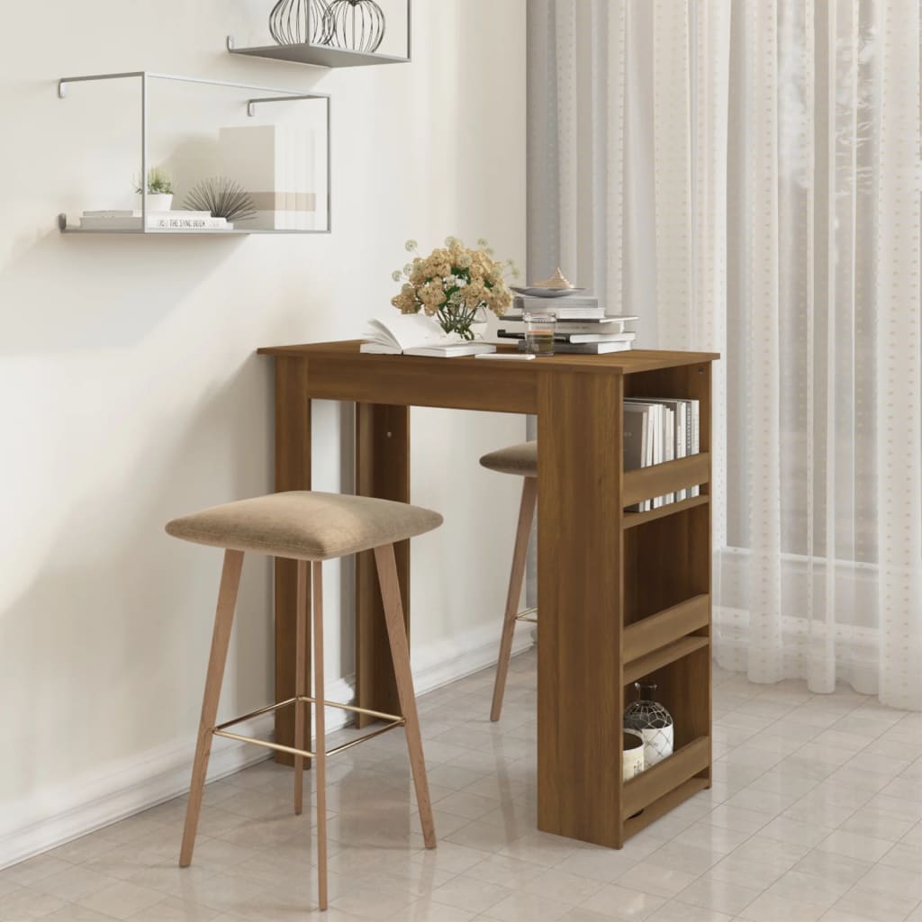 Barbord med oppbevaring brun eik 102x50x103,5 cm konstruert tre