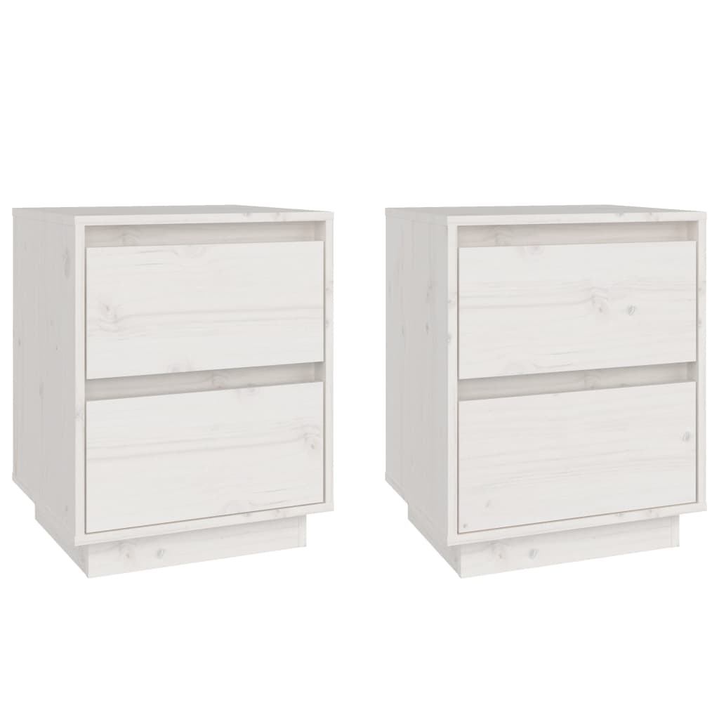 Nattbord 2 stk hvit 40x35x50 heltre furu