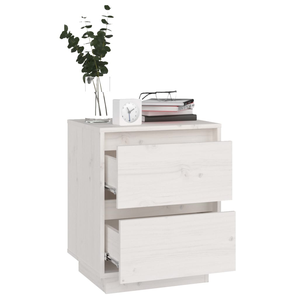 Nattbord 2 stk hvit 40x35x50 heltre furu
