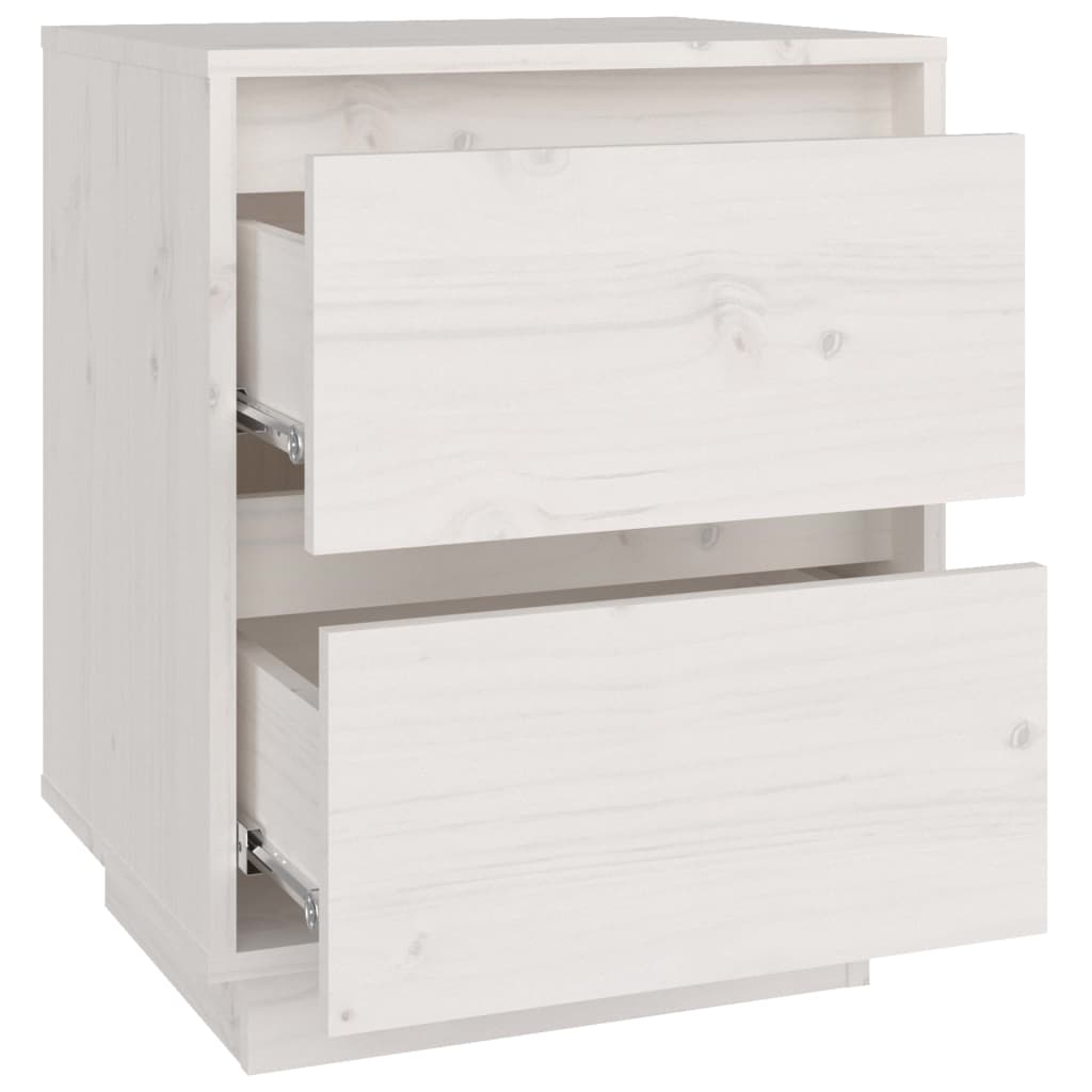 Nattbord 2 stk hvit 40x35x50 heltre furu