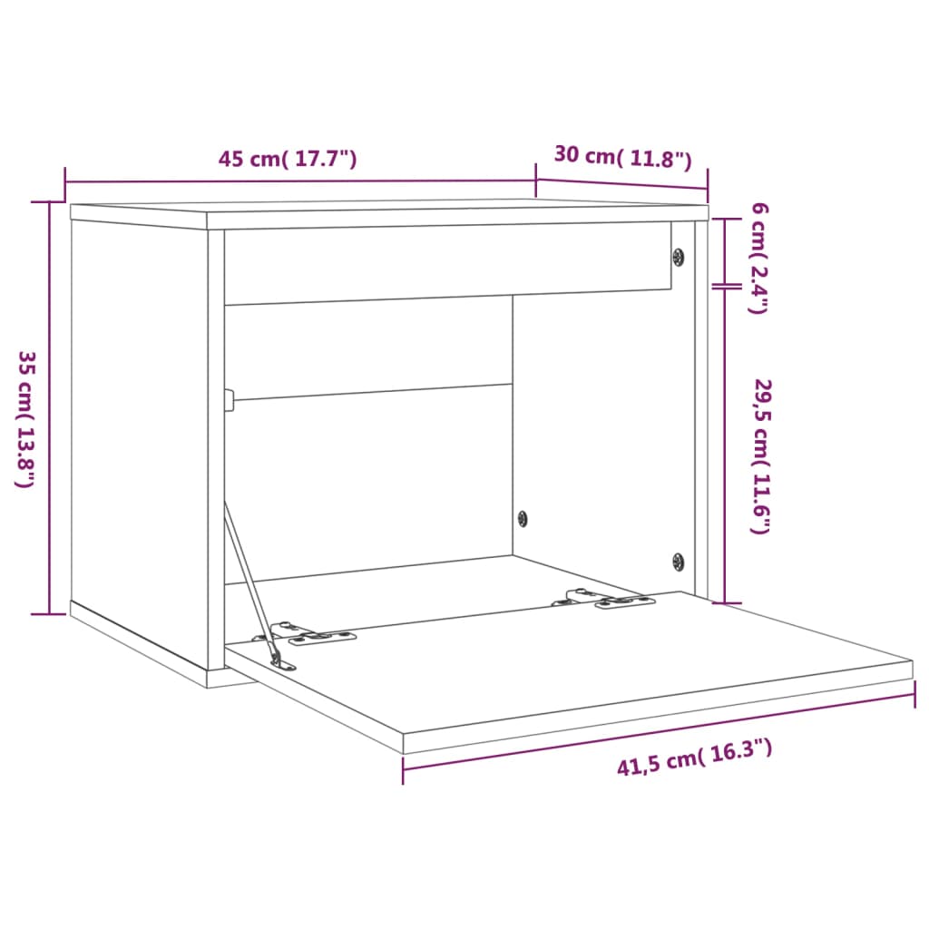 Veggskap 45x30x35 cm heltre furu