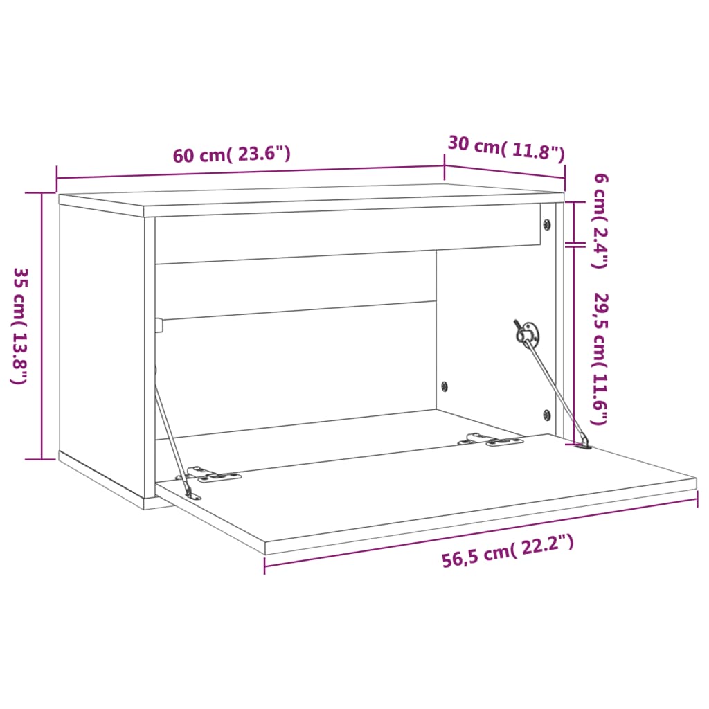 Veggskap 60x30x35 cm heltre furu