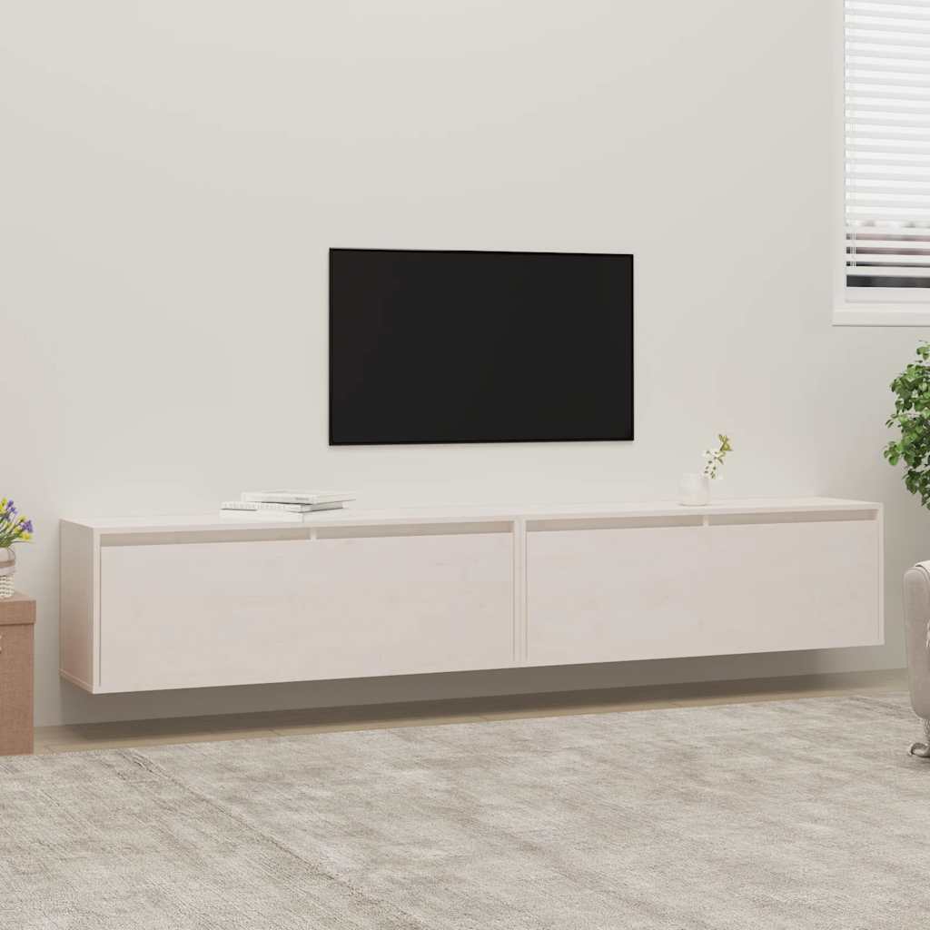 Veggskap 2 stk hvit 100x30x35 cm heltre furu