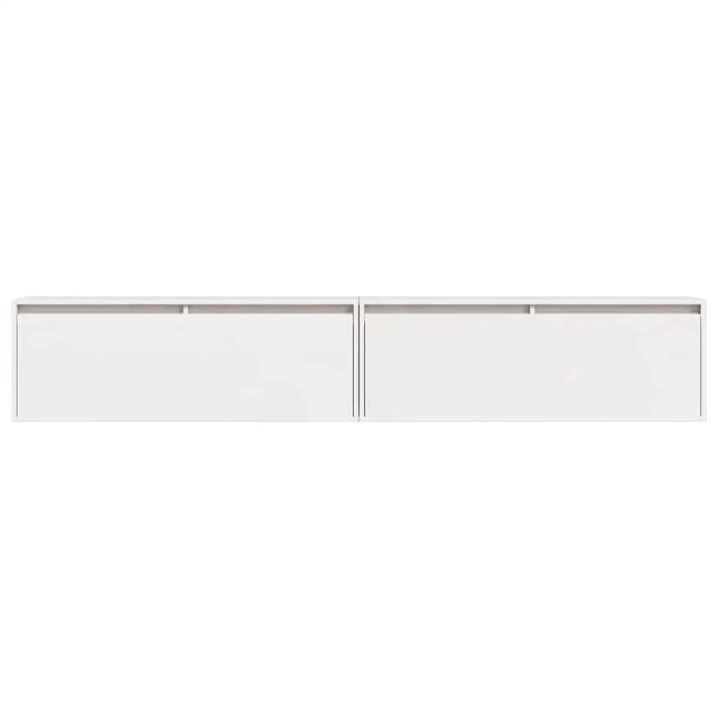 Veggskap 2 stk hvit 100x30x35 cm heltre furu
