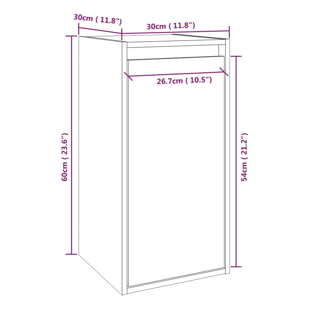 Veggskap honningbrun 30x30x60 cm heltre furu