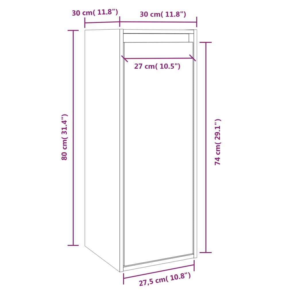 Veggskap 30x30x80 cm heltre furu