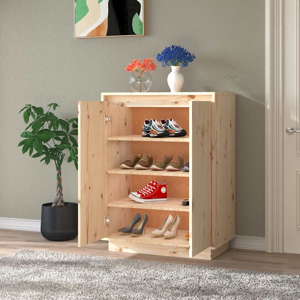 Skoskap 60x35x80 cm heltre furu vidaXL