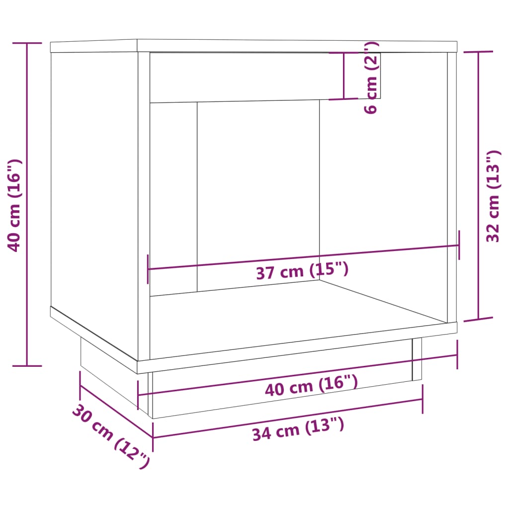 Nattbord 2 stk 40x30x40 heltre furu hvit