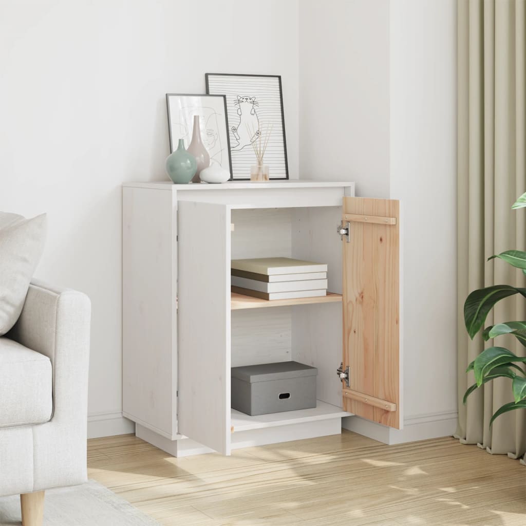 Skjenk hvit 60x34x75 cm heltre furu